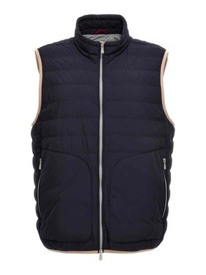 BRUNELLO CUCINELLI MEN'S NAVY QUILTED ZIP VEST MSRP $2195