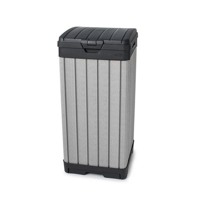 Keter Rockford 38 Gallon Resin Outdoor Kitchen Trash Can Duotech Garbage Can Gra