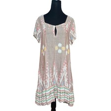 Cleobella neutral brown ruffle bottom oversized shirt dress SIZE XS