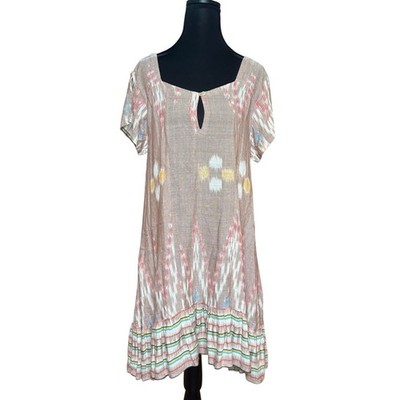 Cleobella neutral brown ruffle bottom oversized shirt dress SIZE XS