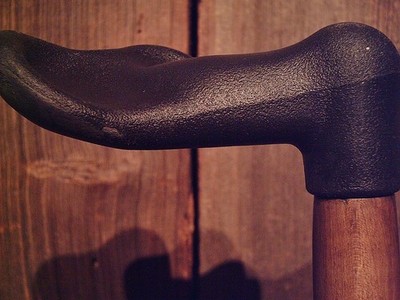 walking stick MOLDED PALM handle lathe tapered MAPLE WOOD W/WALNUT FINISH SHAFT