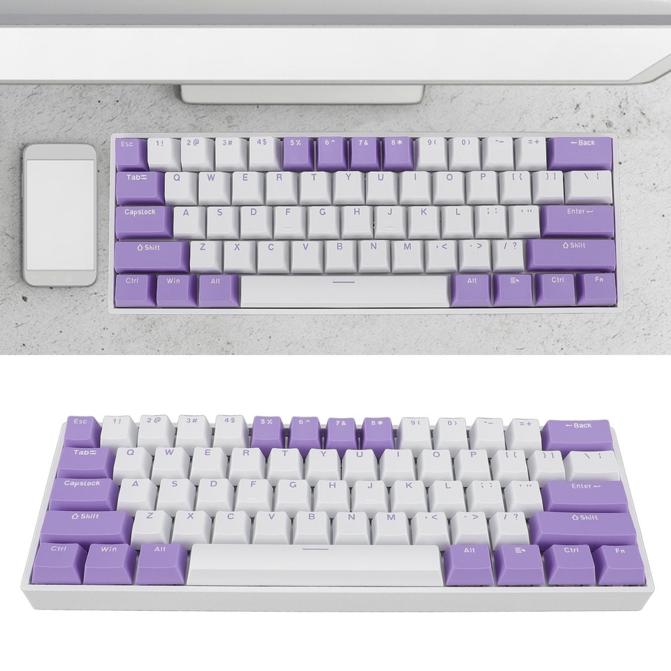 61 Keys Mechanical Keyboard Blue Switch 60 Percent Compact USB C Wired ...