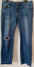 Kut From The Kloth Women  s Size 12 Distressed Blue Jeans 115114
