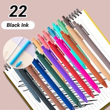22PCS Ball Point Pens BLACK Gel Ink Pen Smooth Writing - Medium Point new