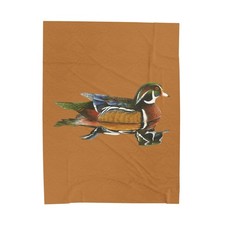 Wood Duck - Reflection - Cozy Velveteen Plush Blanket