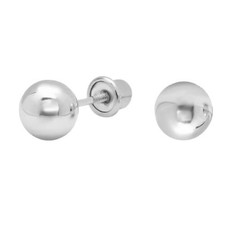 Genuine 14k White Gold 3mm Round Ball Stud Screwback Safety Stud Earrings