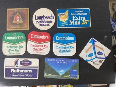 10 different Tobacco Advertising  COASTERS from the 1960,s - 1990,s  D