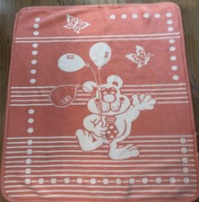 VTG Baby Mink Plush Blanket Dog Pink  White Balloons Bear Butterfly Tie Siena