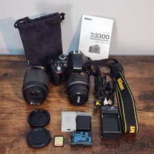 Nikon D3300 24.2 MP DSLR Camera Kit w/ 18-55mm  55-200mm Lenses  Accessories