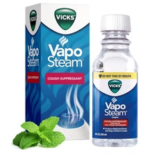 Vicks VapoSteam Medicated Liquid with Camphor, a Cough Suppressant, 8 Oz –