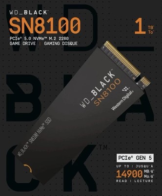 WD_Black SN8100 1TB NVMe SSD - PCIe 5.0x4, M.2 2280, Up to 14,900MB/s Read Speed