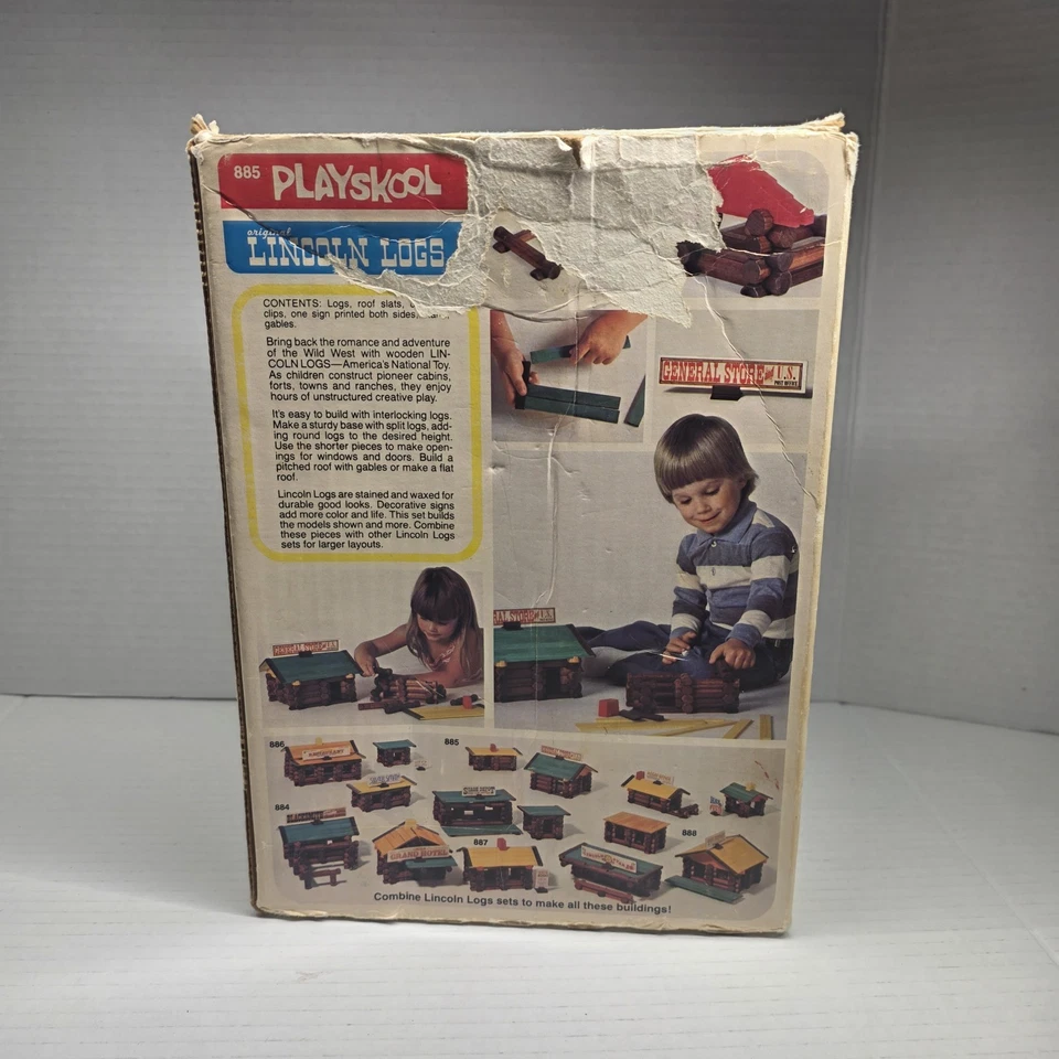 VTG Playskool Lincoln Logs Set #885 General Store (1978) 79/103 Pc Made in USA - Image 3 of 4