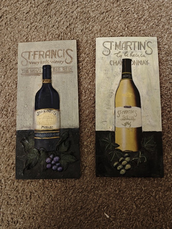 Vintage 3D dimensional relief wine wall plaques