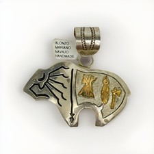 Alonzo Mariano 925 Sterling Silver 12k Gold Filled Bison Fetish Pendant