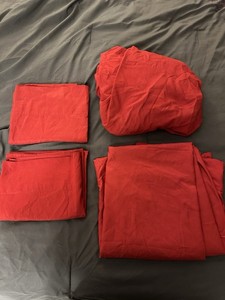 Set of MAINSTAYS Sheets: 1 Fitted, 1 Flat & 2 Pillowcases, Red, Full/Double Size