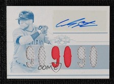 2014 Topps Triple Threads Relics Printing Plate Cyan 1/1 Carlos Santana Auto 0c3
