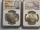 1921 Morgan Dollar NGC MS62 Uncirculated $1 Silver Coin Lot of 2