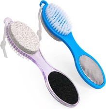 Pumice Stone Brush for Feet - 2 Pack Foot Scrubber 4 in 1 Blue