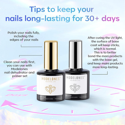 Gel Top Coat, 15 ml 2026 Upgrade Super Shiny Base and Top Coat Set, Soak Off ...