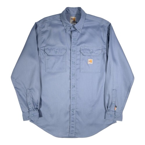 Blaues Carhartt Flame Resistant Long Sleeve Lightweight Twill Work Shirt Medium