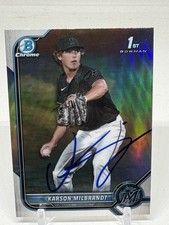 Karson Milbrandt SIGNED 2022 1st Bowman Refractor #BDC-87 Miami Marlins