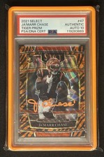 2021 Panini Select Ja'Marr Chase Tiger Prizm Rookie Autograph PSA/DNA #47