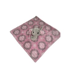 HB Elephant Lovey Security Blanket 14x14 Pink Grey Damask Plush Baby Snuggler