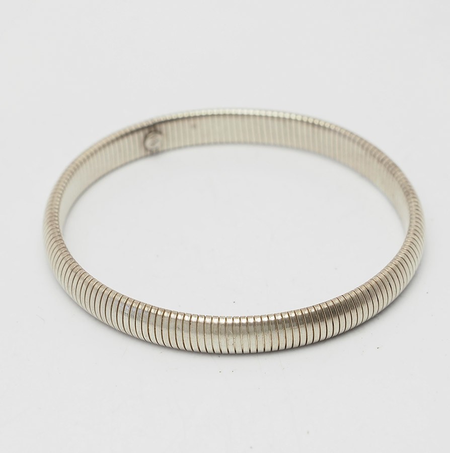 Vintage slim snake chain stretchy sterling silver bracelet