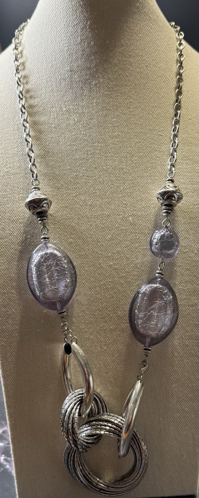 Vintage Premier Designs Statement Silvertone Dang… - image 2