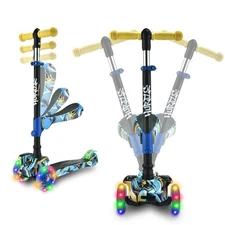 Hurtle 3-Wheeled Scooter for Kids - Wheel LED Lights, Adjustable Lean-to-Stee...