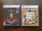Diablo 4  and Grand Theft Auto V - Sony PlayStation 5 (PS5) 2 Video Game Lot