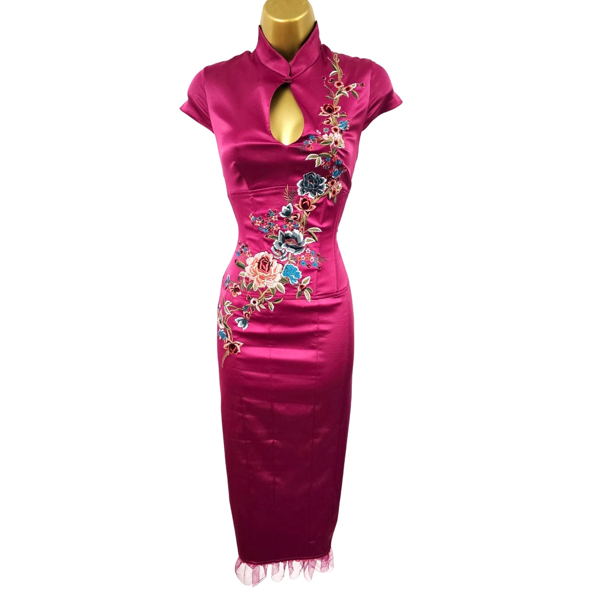 Robe Cocktail Crayon Drapée Karen Millen - Taille 12 UK (40 EU) - Noir Et Beige