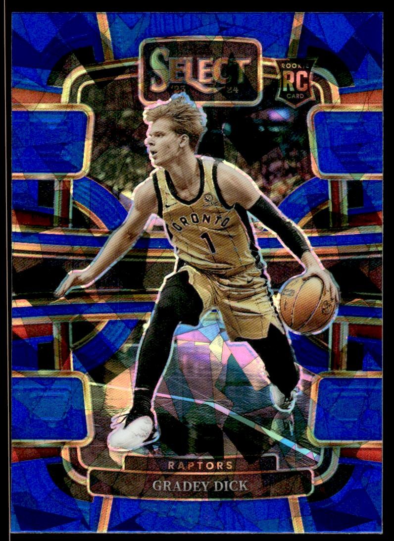 Gradey Dick 2023-24 Panini Select #90 Blue Cracked Ice Prizms RC Raptors