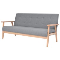 3-Sitzer Sofa Stoff Hellgrau Couch Polsterbank Wohnzimmer Schlafsofa