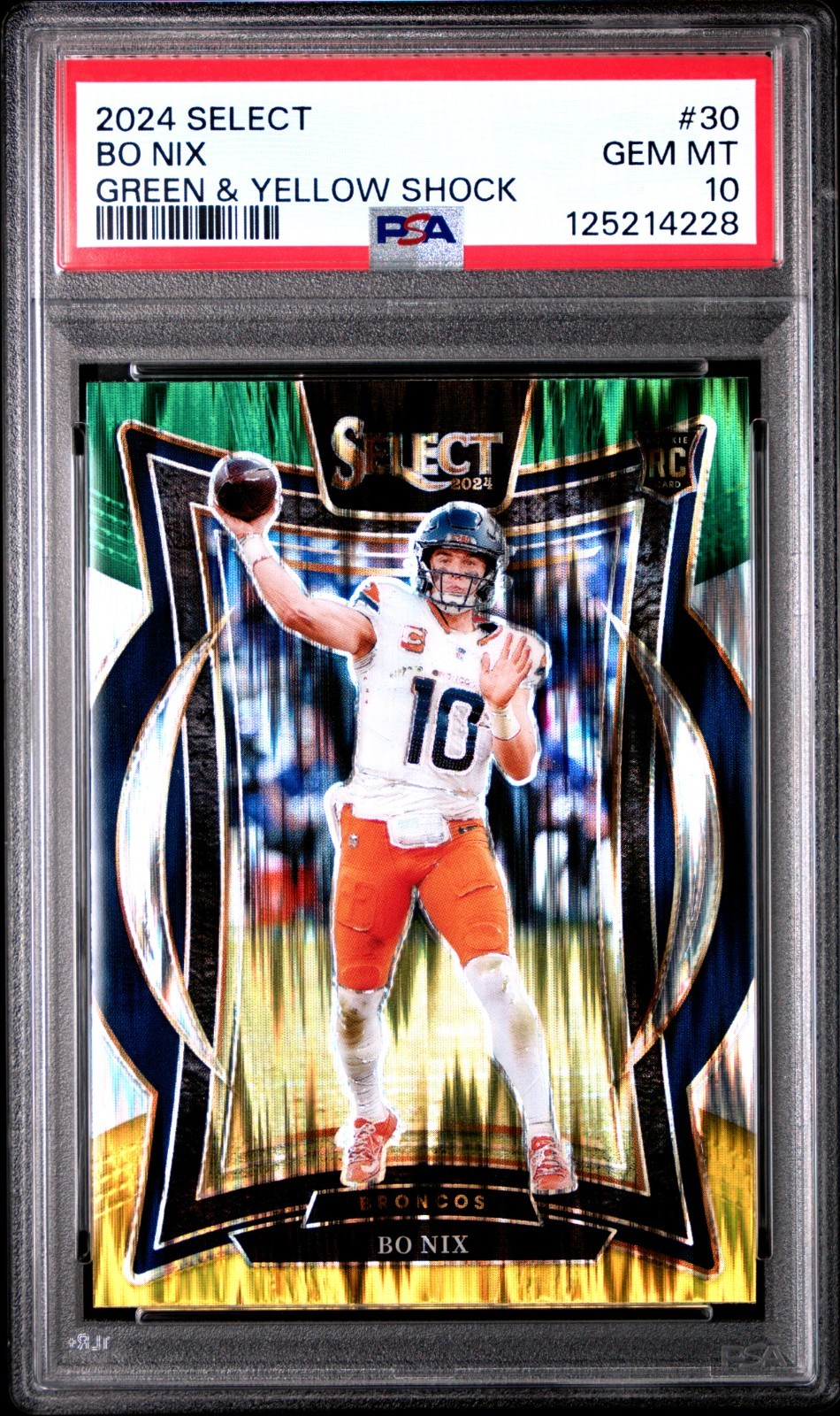 2024 Panini Select BO NIX Concourse #30 Green & Yellow Shock Prizm (RC) - PSA 10
