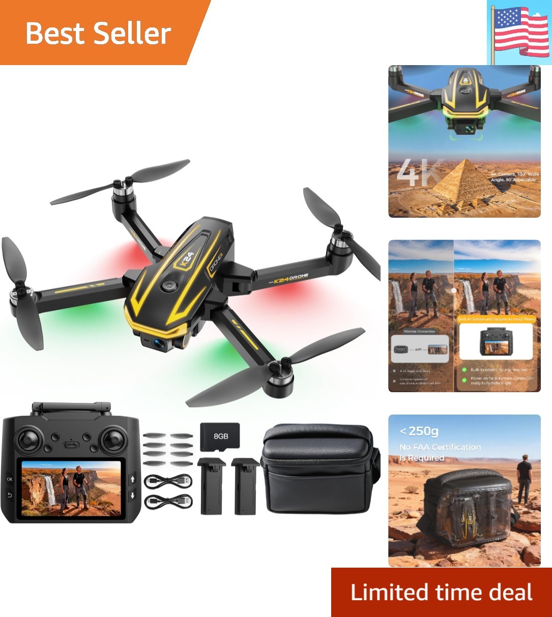 FPV Drone with Camera 4K for Adults,Big Screen on Remote Con