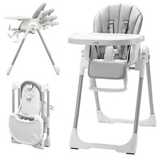 K B 3-in-1 Foldable Baby High Chair  Multifunctional Infant Chairs Grey