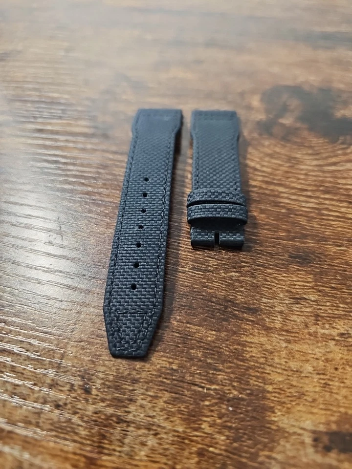 IWC 20/18mm Pilot Dark Blue Canvas & Leather Watch Strap OEM IWE0DM74 - Image 4 of 4