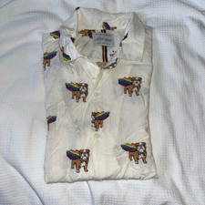 NEW Denim & Flower Ricky Singh Bulldog Rainbow Pride Cape love  is Love Size Med