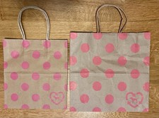  2 Vintage PINK Victoria's Secret Dog Logo  POLKA DOT Paper Shopping Gift Bag