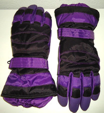 Unisex Purple Black Waterproof Winter Warm Snow Gloves Ski Size-S
