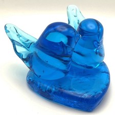 Bluebird of Happiness Heart Blue Art Glass Valentine Leo Ward 1993 Signed Vtg
