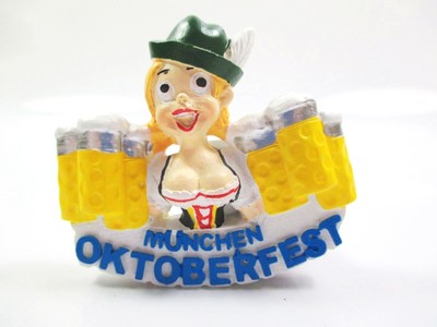 München Oktoberfest Magnet Poly 6 cm Souvenir Germany Munich Bedienung Bier