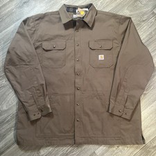 Carhartt Ripstop Solid Shirt Jacket Flannel Lined 104146 CBR 3XL Tall Tan