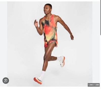 NEW MENS S L NIKE AEROSWIFT ELITE SINGLET TANK RED BLACK HJ3380 736 racing