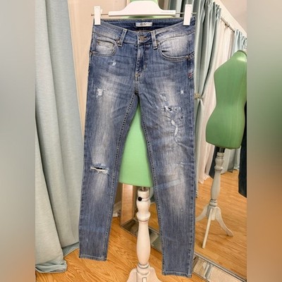 Liu Jo Distressed Slim Jeans Blue Wash Size 26 NWT
