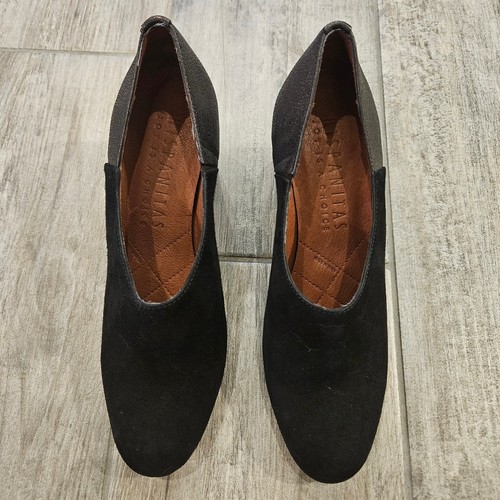 Hispanitas Booties Women Size 37 US 6.5-7 Gillian Pump Boot Black/Copper Leather - Picture 3 of 13