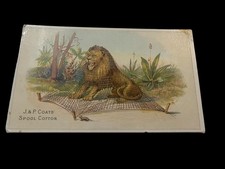 J.&P. Coats Spool Cotton Victorian Trade Card Lion & Mouse Fable Ad