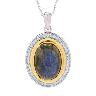 Muse 18K Gold Akzent Auswahl 18x13mm Opak & Facettiert Edelstein Anhänger