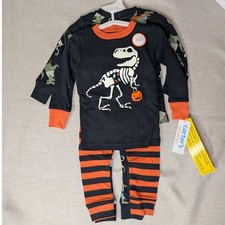 Carter's Pajamas Kids 12M Black NWT Glow Dark Dinosaur Halloween 2-Pack Snug Fit